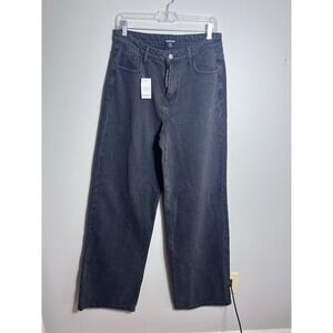 Boohoo Tall High Waisted Wide Leg Jeans Black Wash Size US 8 UK 12 NWT‎